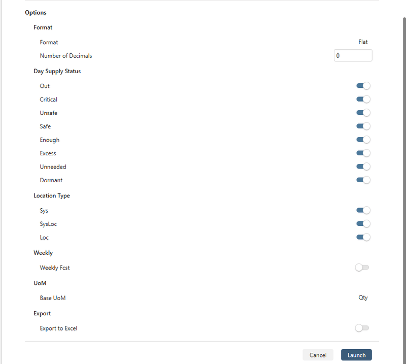 Query Days Supply Launcher form